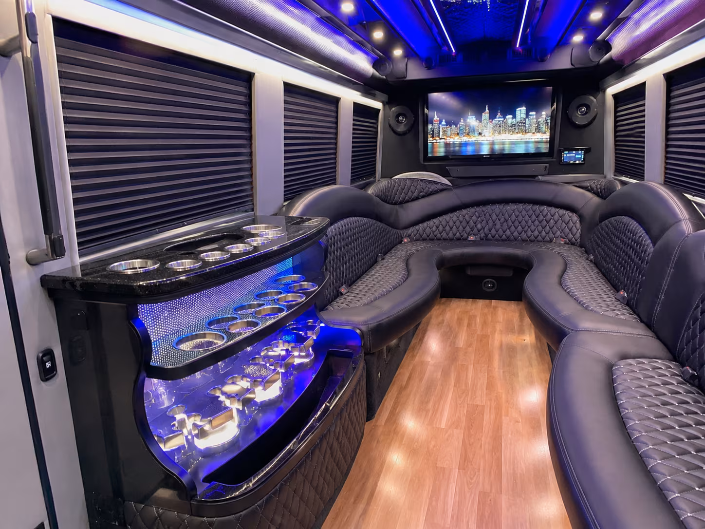 Brownsville Birthday, Sweet 16, & Quinceañera Transportation party bus exterior