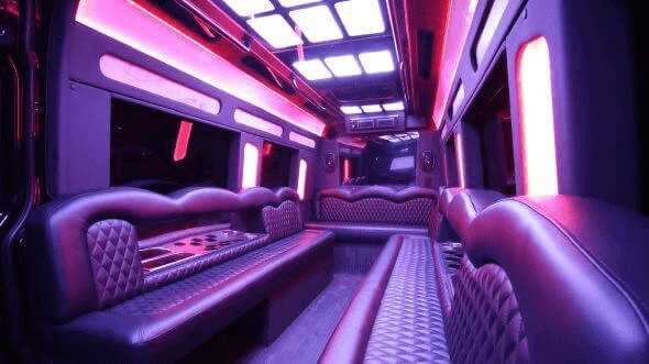 Interior of Charter Bus Company Laredo's 14 Passenger Sprinter Limousine in Laredo