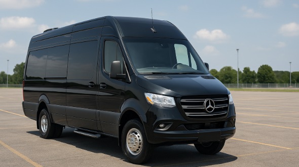 Exterior of Charter Bus Company Mission's 14 Passenger Sprinter Limousine in Mission