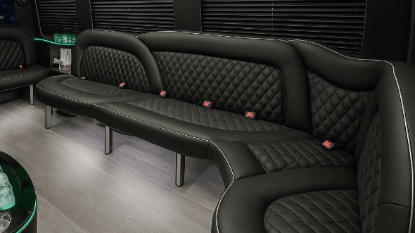 Interior of Charter Bus Company Victoria's 15 Passenger Party Bus in Victoria