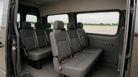 Interior of Charter Bus Company Brownsville's 18 Passenger Minibus in Brownsville