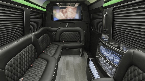 Interior of Charter Bus Company New Braunfels's 18 Passenger Party Bus in New Braunfels