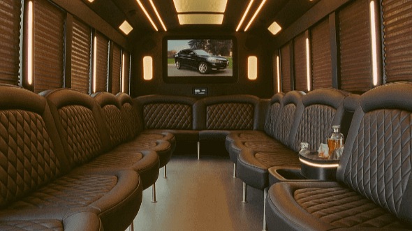 Interior of Charter Bus Company Pharr's 20 Passenger Party Bus in Pharr