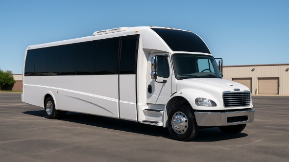 Exterior of Charter Bus Company Brownsville's 25 Passenger Minibus in Brownsville
