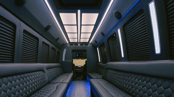 Interior of Charter Bus Company Mission's 25 Passenger Party Bus in Mission