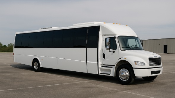 Exterior of Charter Bus Company Brownsville's 28 Passenger Minibus in Brownsville