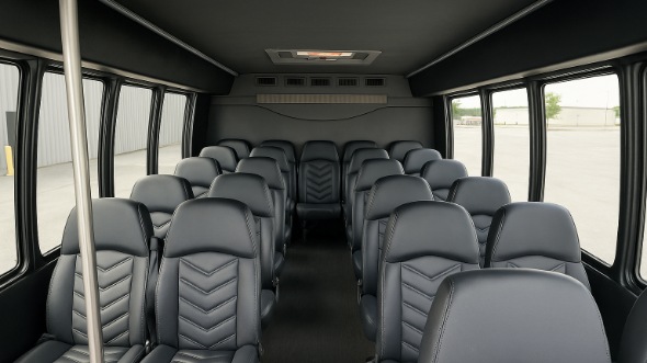 Interior of Charter Bus Company Brownsville's 28 Passenger Minibus in Brownsville