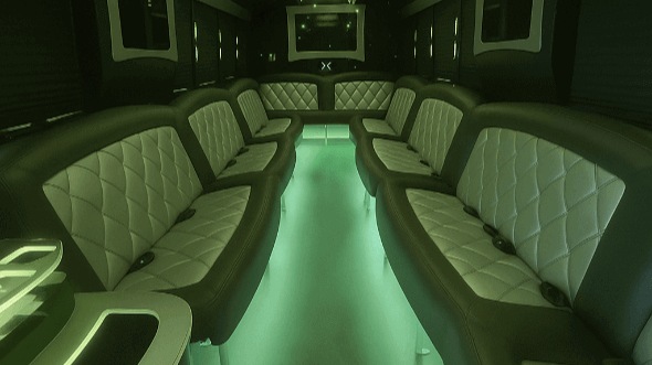 Interior of Brownsville Party Bus Company's 28 Passenger Party Bus in Brownsville