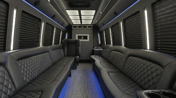 Interior of Charter Bus Company New Braunfels's 28 Passenger Party Bus in New Braunfels