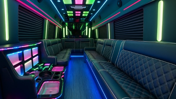Interior of Charter Bus Company Victoria's 30 Passenger Party Bus in Victoria