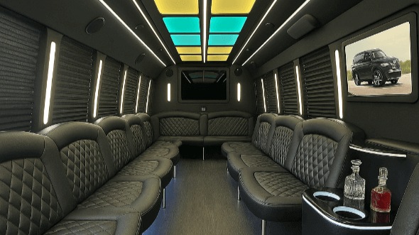 Interior of Charter Bus Company Pharr's 40 Passenger Party Bus in Pharr