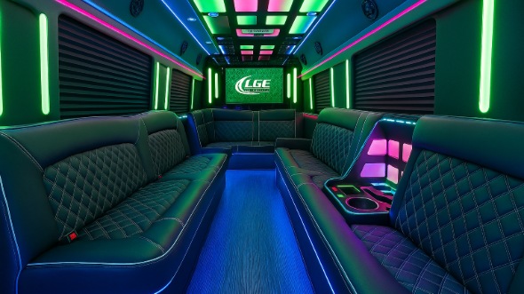 40 passenger party bus interior