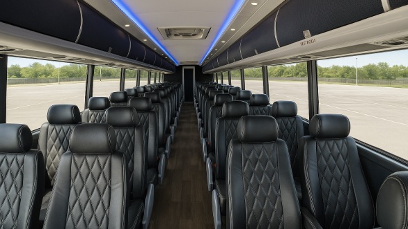 Interior of Charter Bus Company Brownsville's 45 Passenger Charter Bus in Brownsville