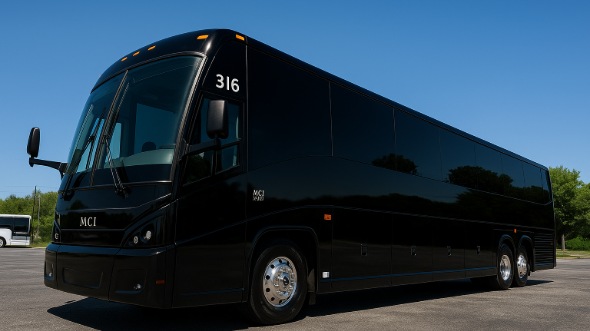 Exterior of Charter Bus Company Brownsville's 46 Passenger Charter Bus in Brownsville