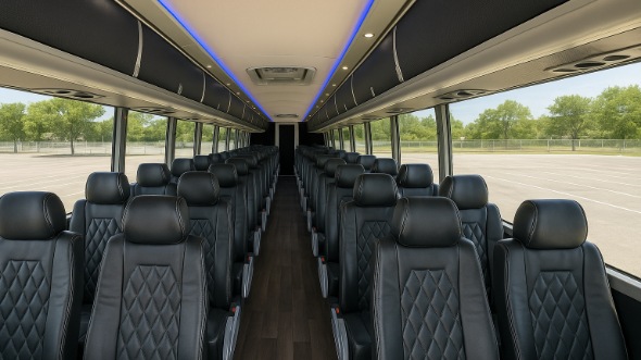 Interior of Charter Bus Company Brownsville's 48 Passenger Charter Bus in Brownsville