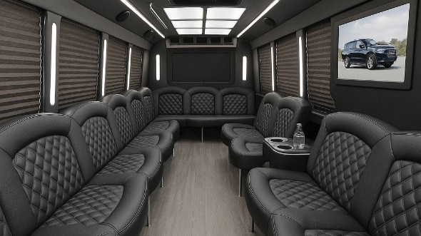 Interior of Brownsville Party Bus Company's 50 Passenger Party Bus in Brownsville