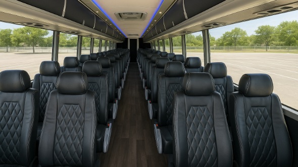 Interior of Charter Bus Company Brownsville's 51 Passenger Charter Bus in Brownsville