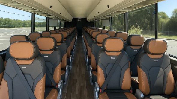 Interior of Charter Bus Company Brownsville's ADA Charter Bus in Brownsville